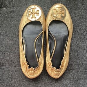 Tory Burch Metallic Gold Flats